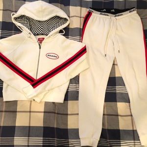 Matching sweatshirt and sweatpants